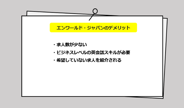 エンワールド・ジャパンのデメリット
