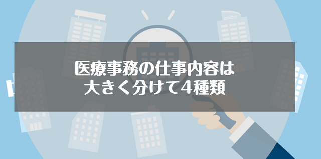 医療事務の仕事内容は大きく分けて4種類